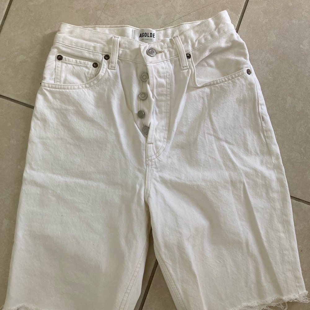 AGOLDE White Denim knee length Shorts